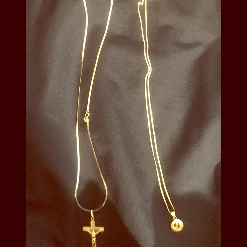 Two gold chai& pendants together or individually